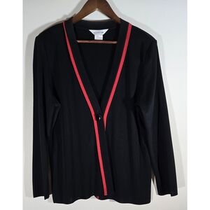 Exclusively Misook Black Red Cardigan Jacket Sz L